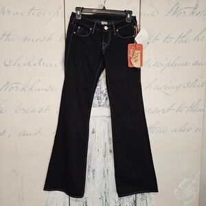 True Religion Stealth Chloe Bootcut Jeans Black Super Vixen Contrast Stitch 25